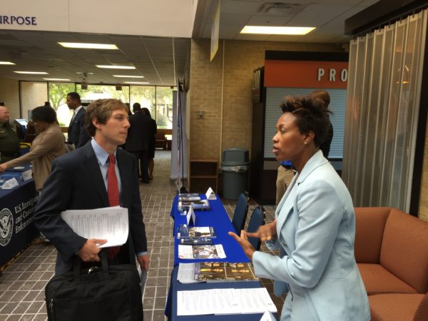 Student at a job fair