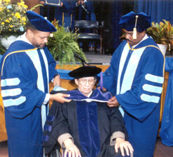 Charles J. Hatfield receiving his honorary Juris Doctor