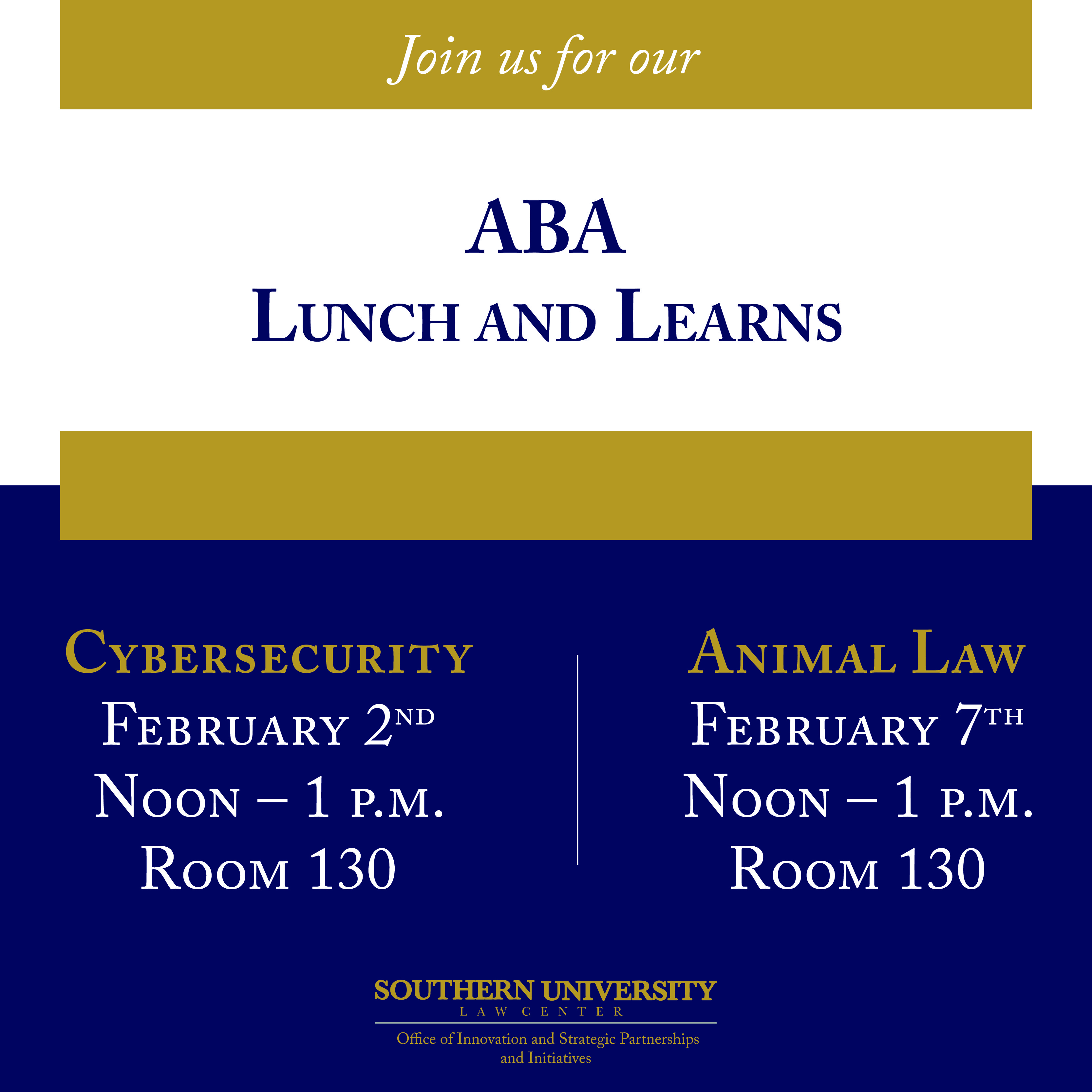 ABA Lunch & Learn - Animal Law - Southern University Law Center ABA Lunch & Learn - Animal Law - Southern University Law Center